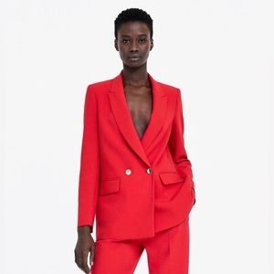 Zara- Red blazer with gold buttons- size XS. Worn once (it has been stored)
